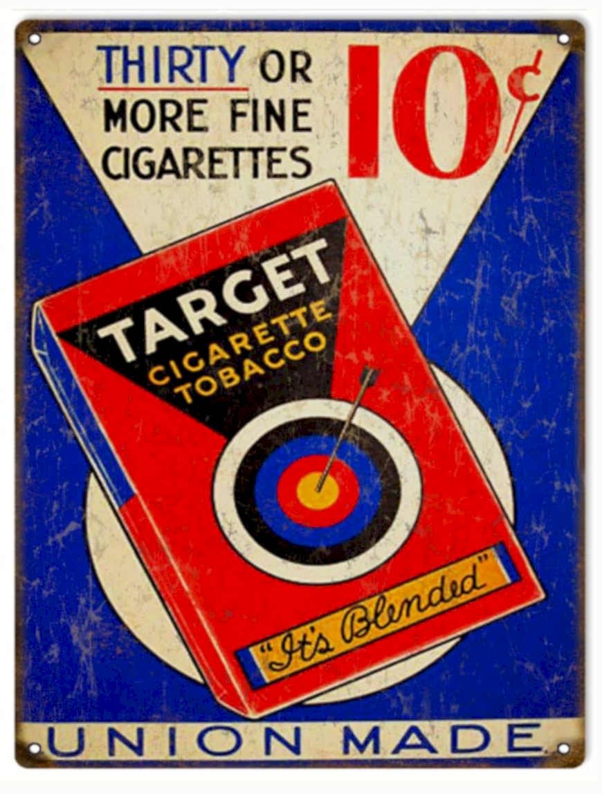 Target Cigarette Sign Vintage Retro Advert Ads A4 Photo Print
