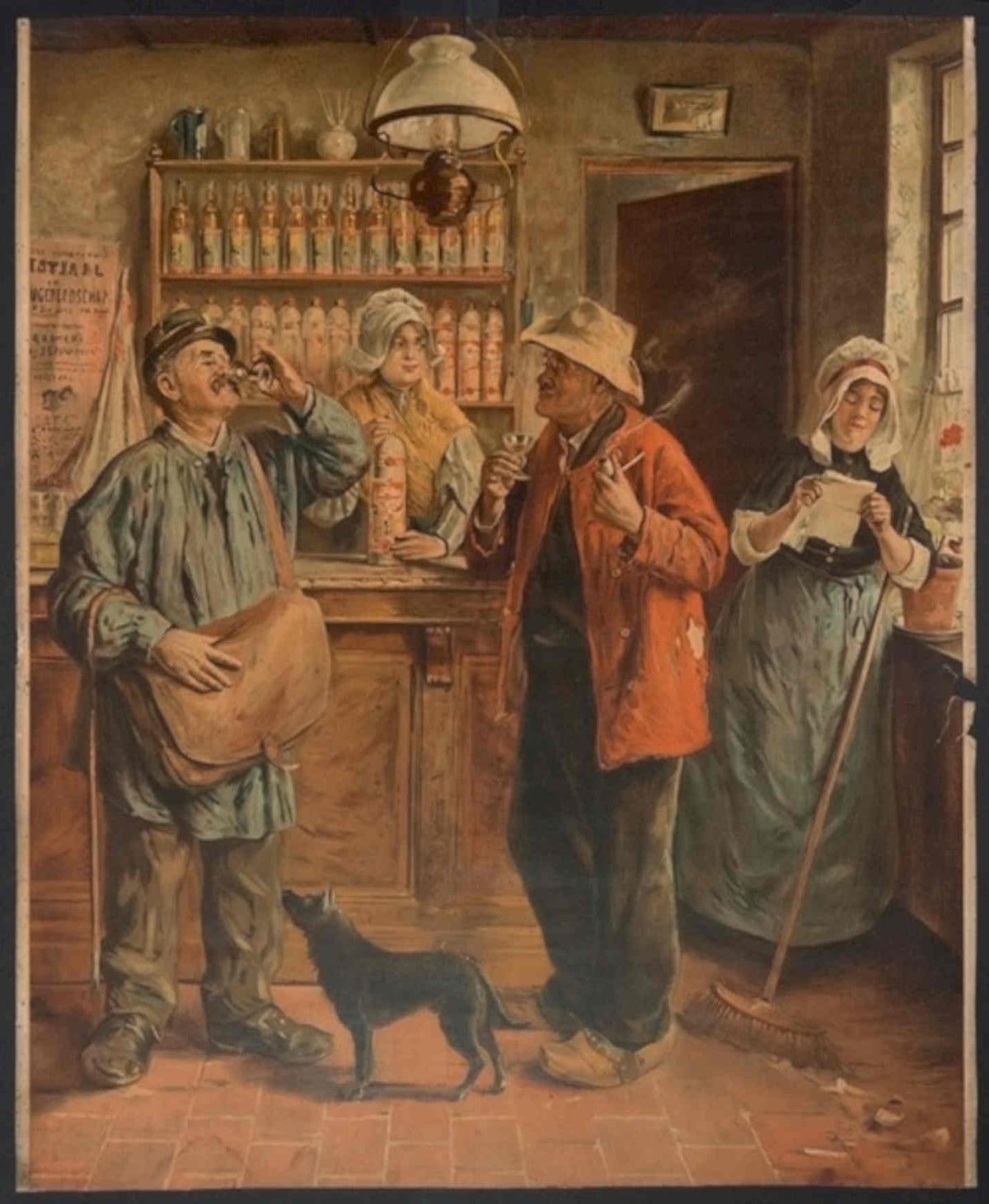 Tavern Men Cat Vintage Retro Advert Poster