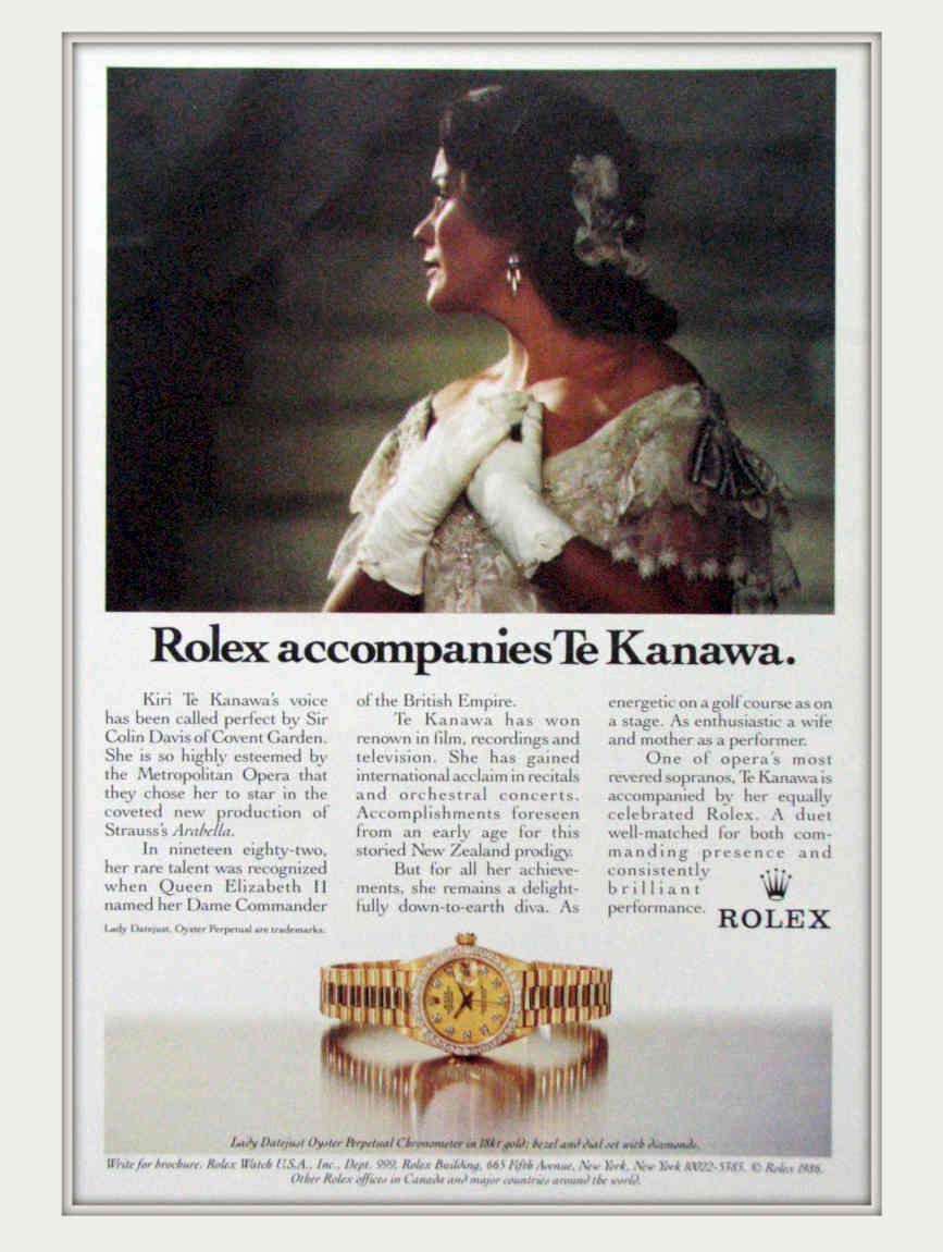 Te Kanawa Rolex Vintage Retro Advert Poster A4 Photo Print