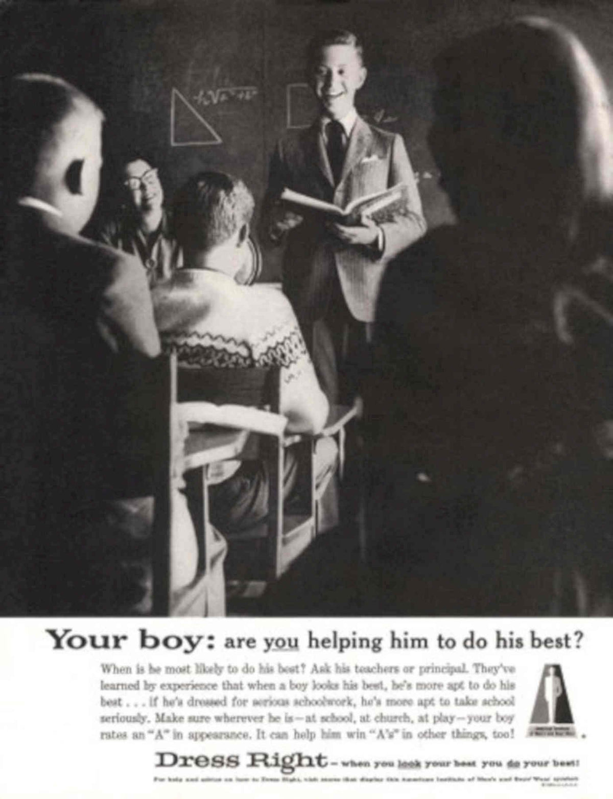 Teacher Triangle Chalkboard 1950s Vintage Retro Advert Poster