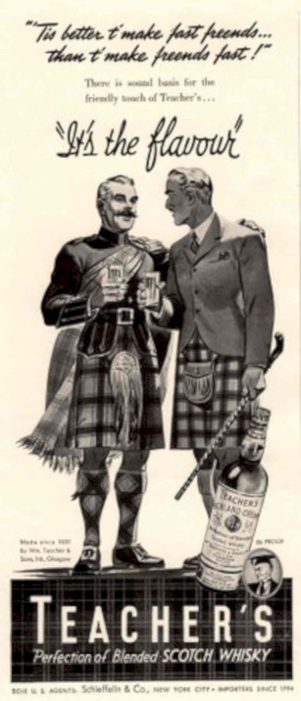 Teachers Blended Scotch 1940s Vintage Retro Advert Poster
