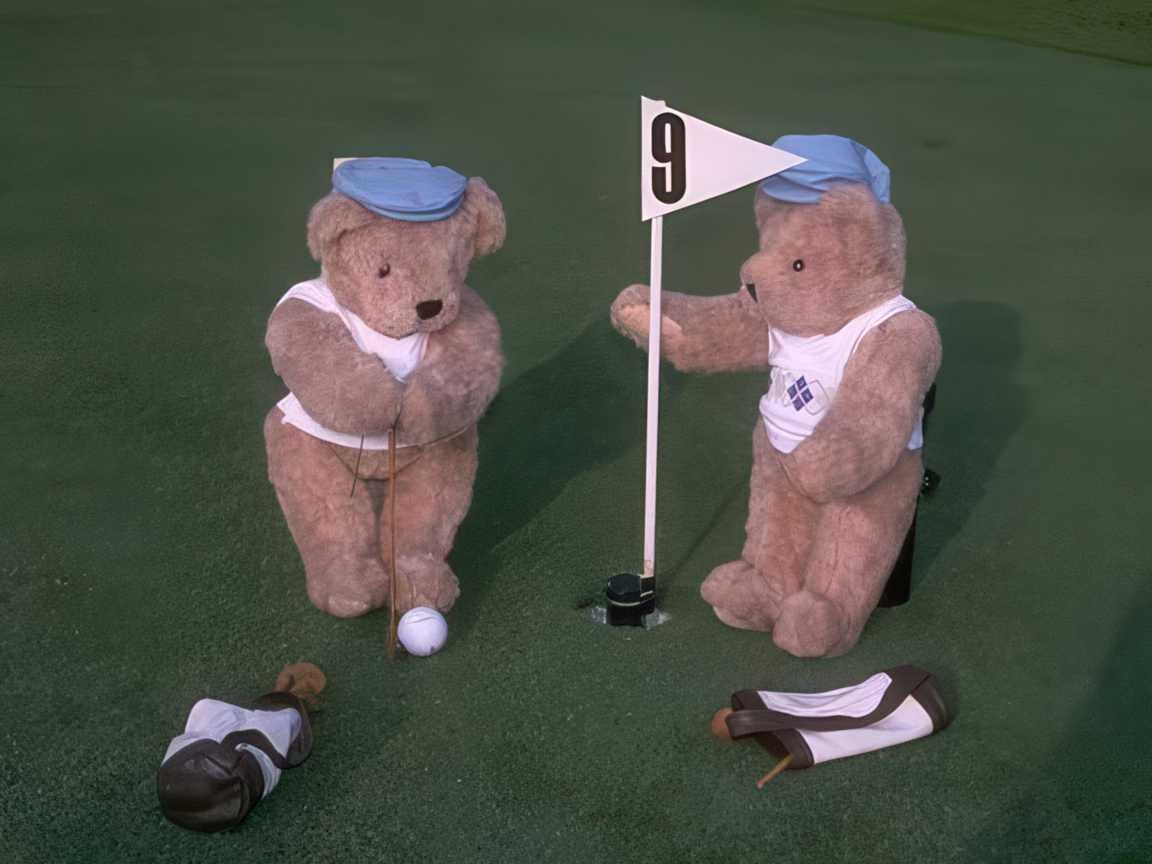 Teddy Bears Satged Golf Bears Nine A4 Photo Print