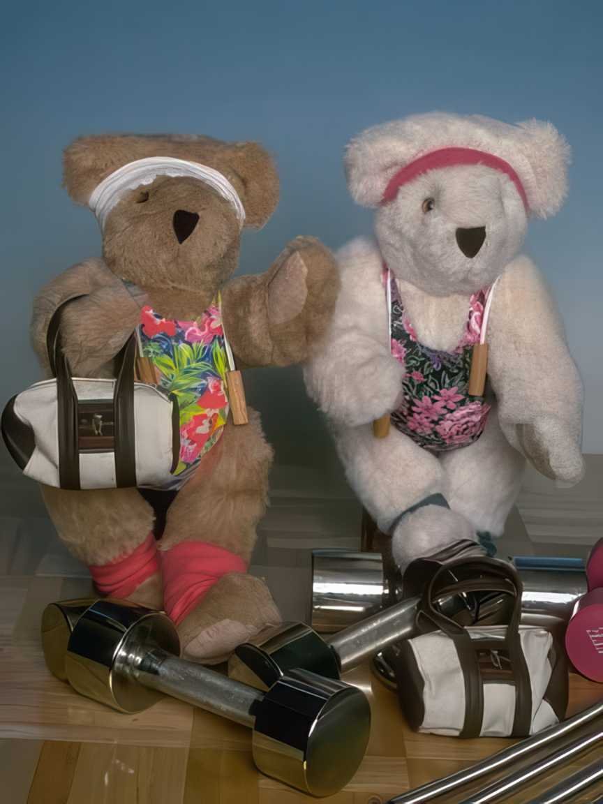 Teddy Bears Satged Teddy Bear Fitness A4 Photo Print