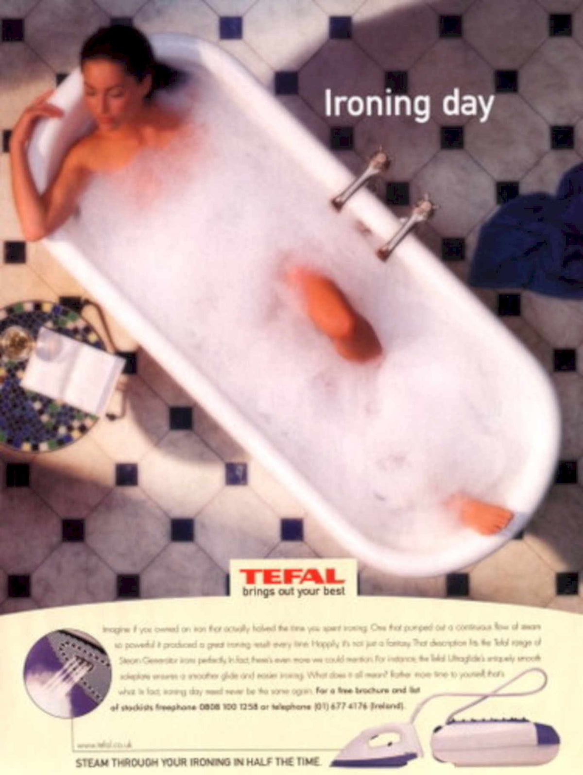 Tefal Ultraglide Ironing 1990s Vintage Retro Advert