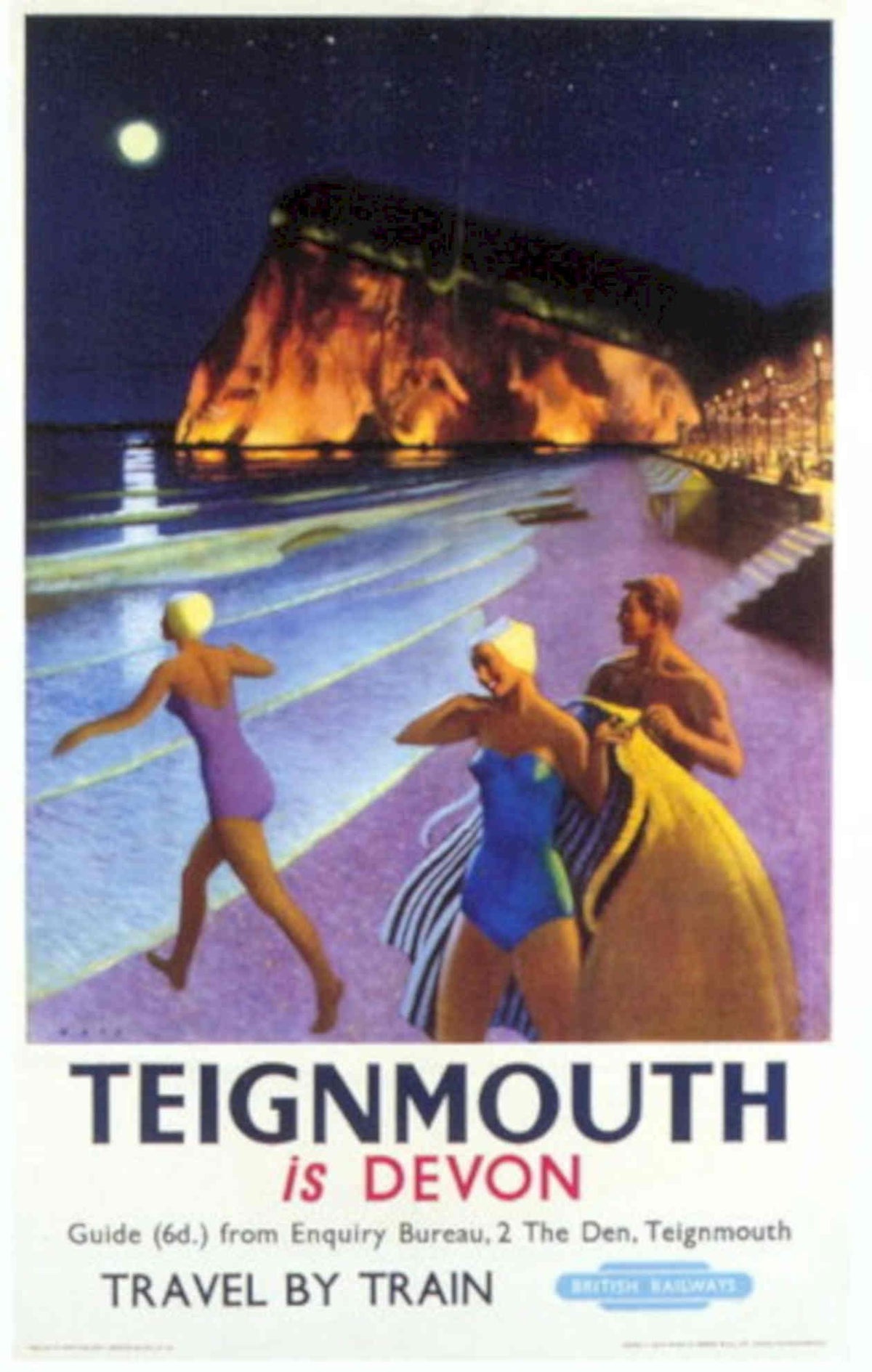 Teignmouth Devon Coast 1950s Vintage Retro Advert Poster