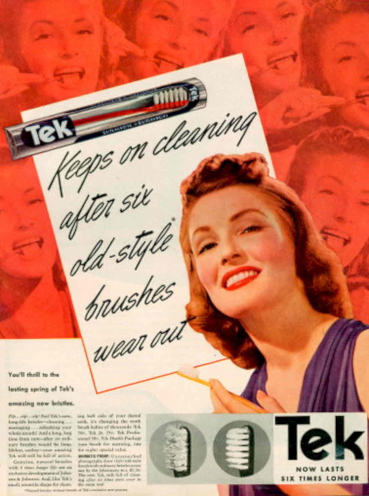 Tek Dental Brushes 1930s Vintage Retro Advert Poster