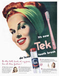 Tek Toothbrush Woman 1940s Vintage Retro Advert Poster