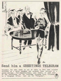 Telegram Men Table 1930s Vintage Retro Advert Poster