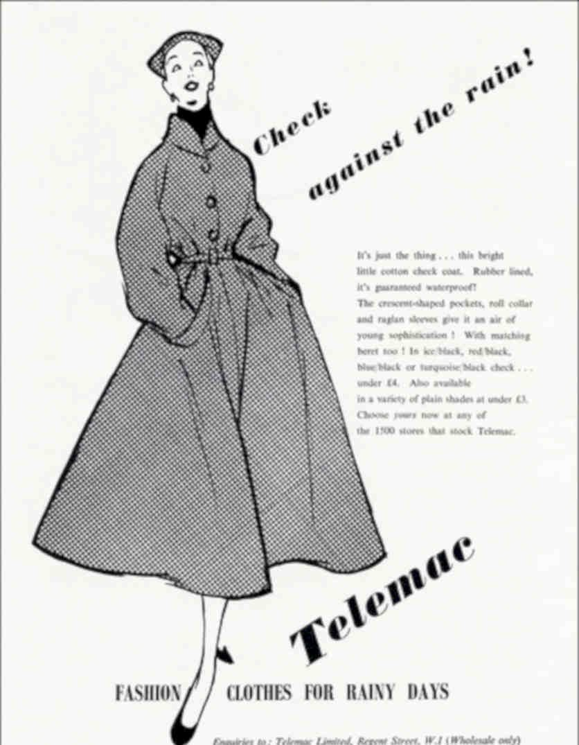 Telemac Raincoat 1950s Vintage Retro Advert Poster A4 Photo Print