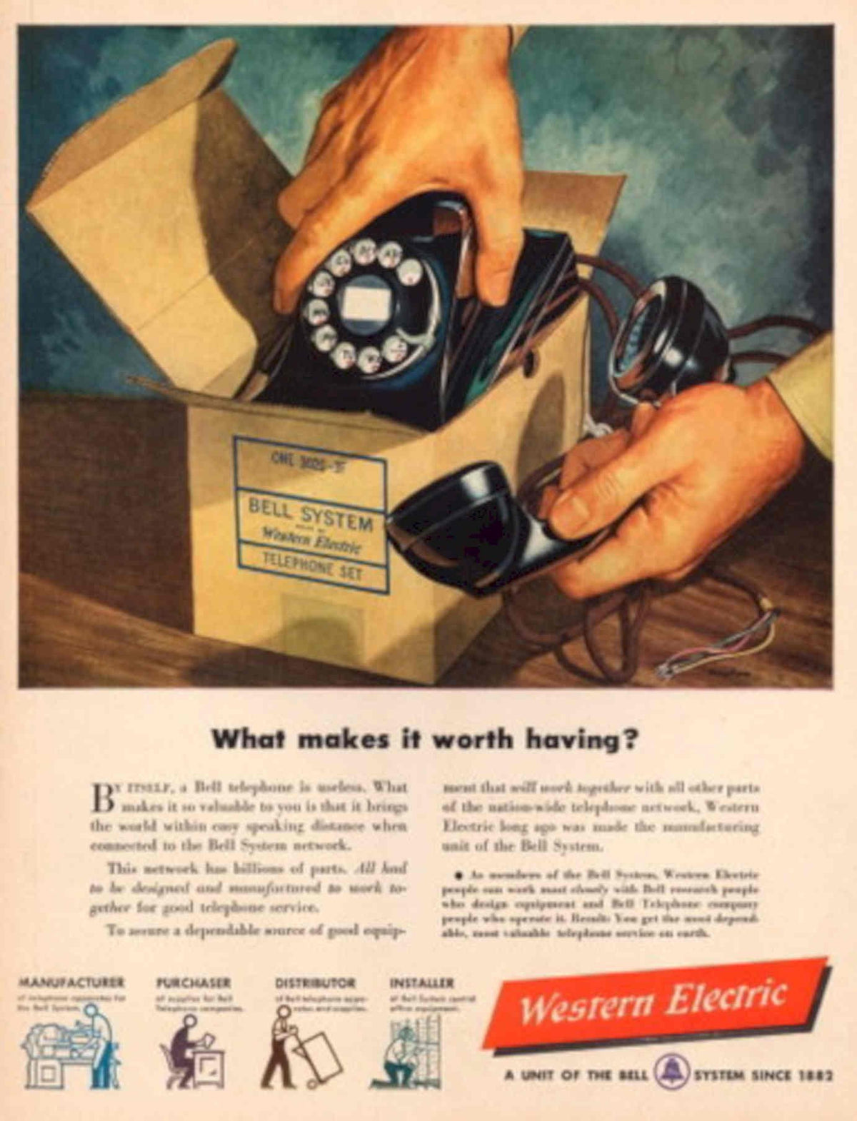 Telephone Box System 1940s Vintage Retro Advert Poster