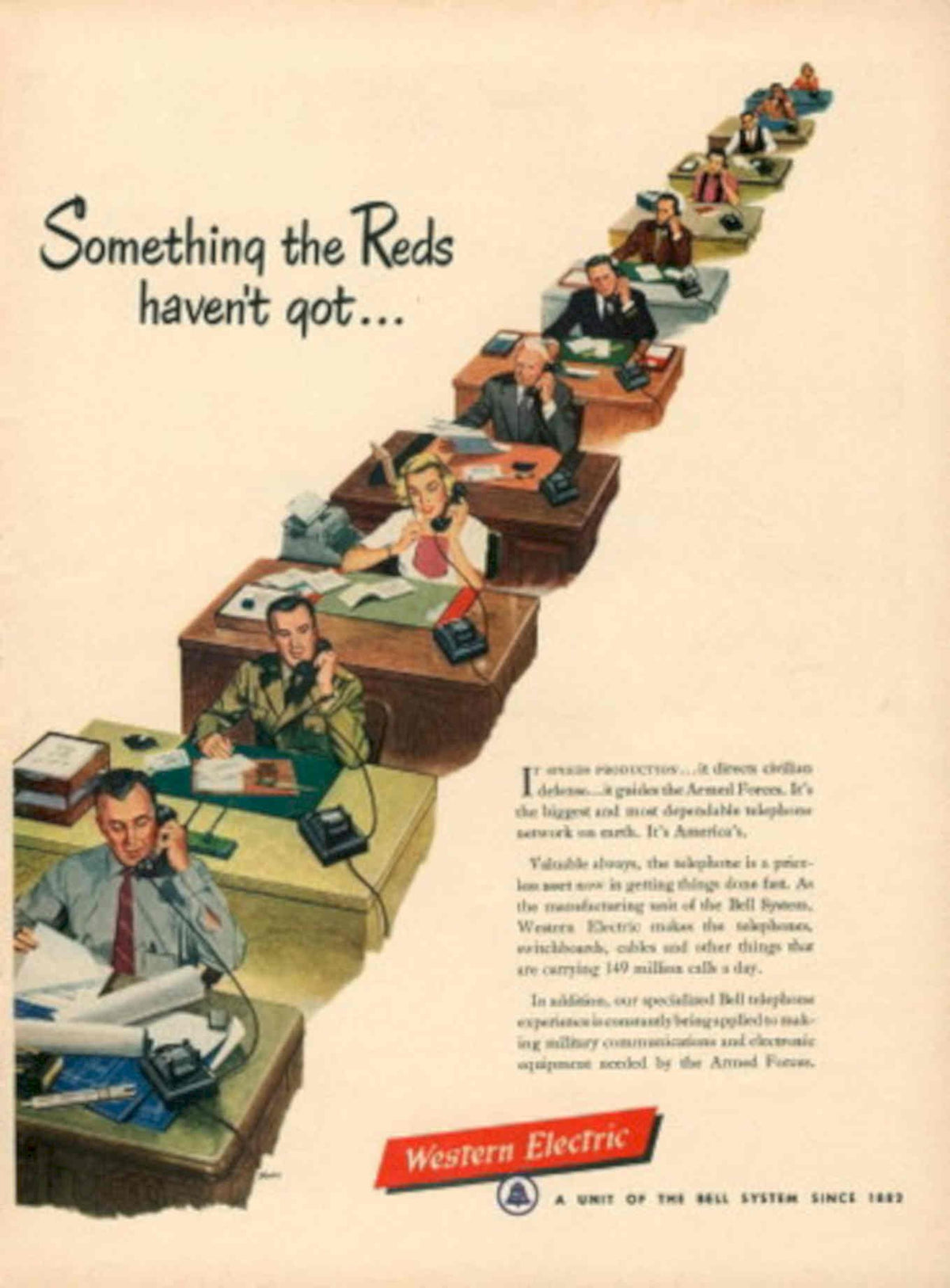 Telephone Operators Reds 1950s Vintage Retro Advert Poster
