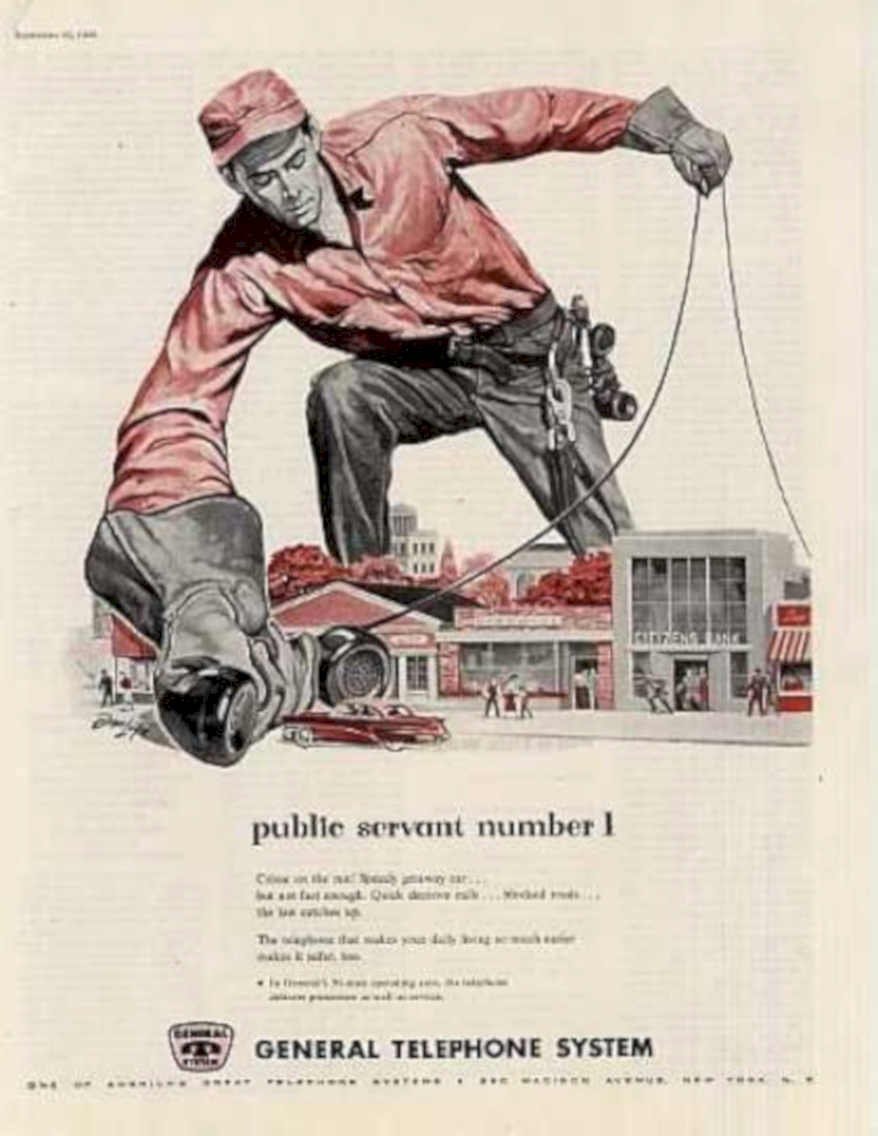 Telephone Repairman 1950 Vintage Retro Advert Ads A4 Photo Print