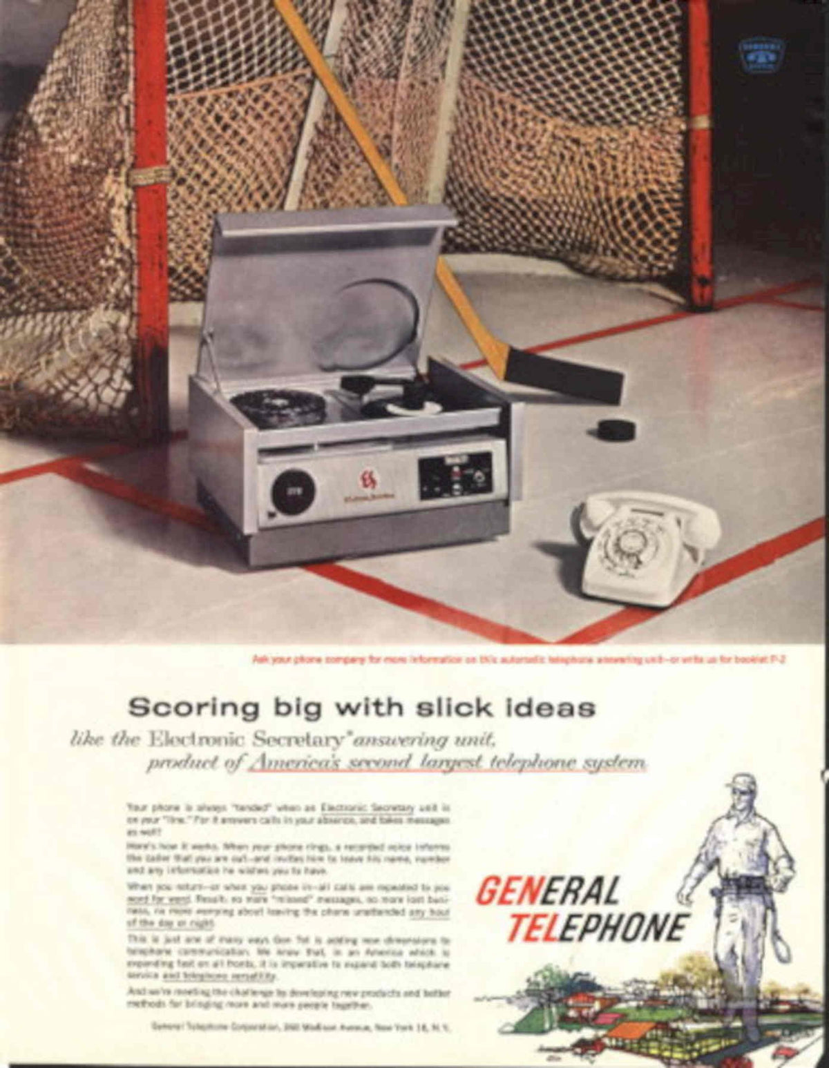 Telephone Secretary Unit 1950s Vintage Retro Advert Poster