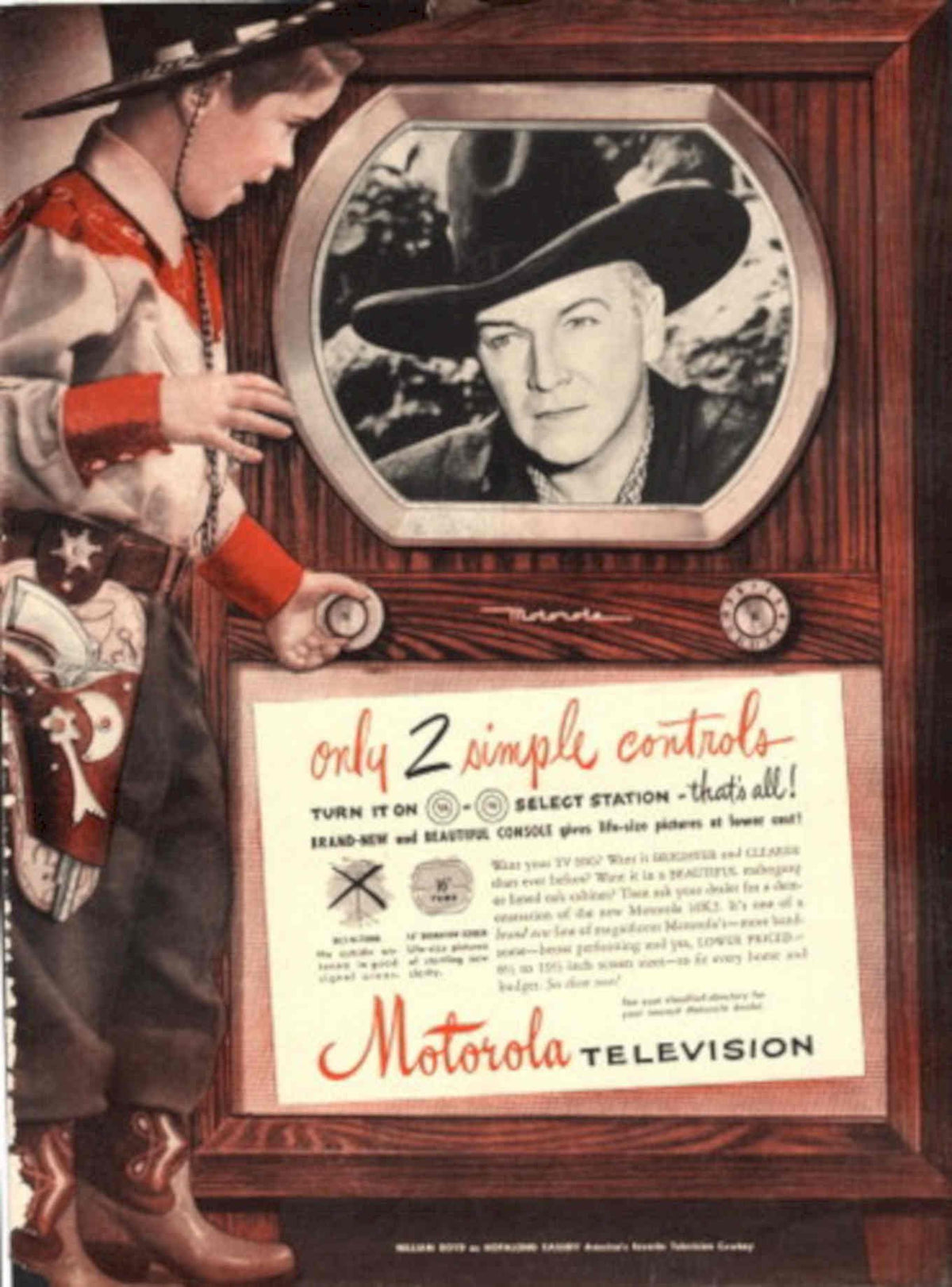Television Boy Cowboy 1940s Vintage Retro Advert Poster