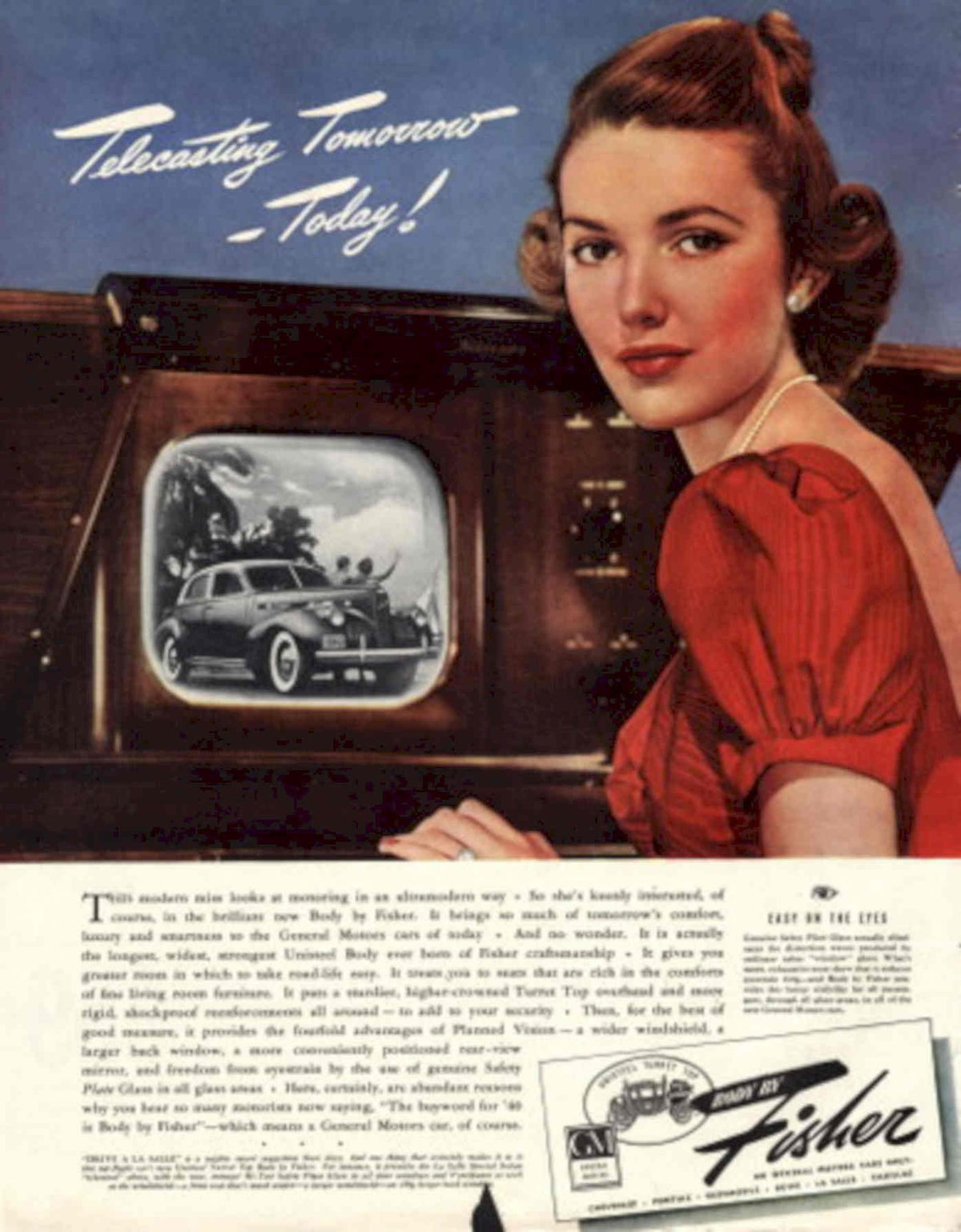 Television Buick Christmas 1940s Vintage Retro Advert Poster