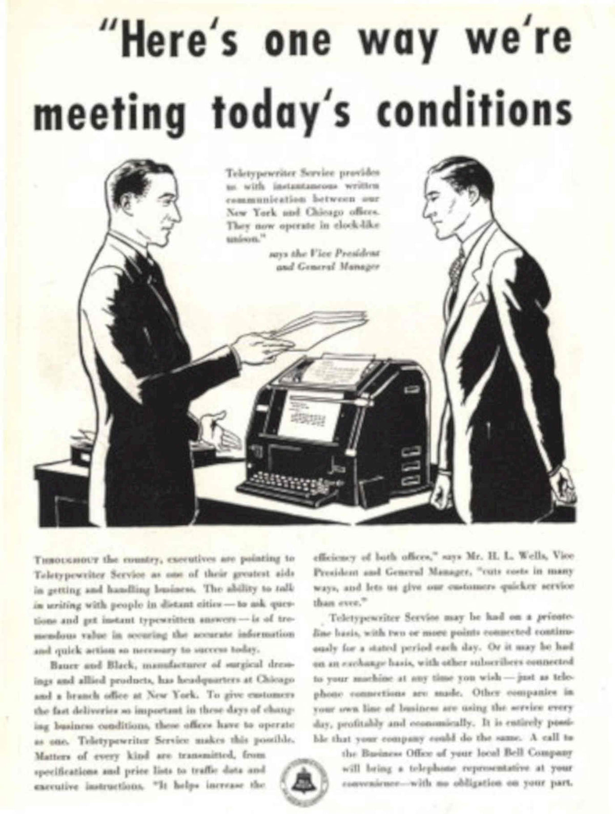 Telexwriter Meeting Conditions 1930s Vintage Retro Advert Poster