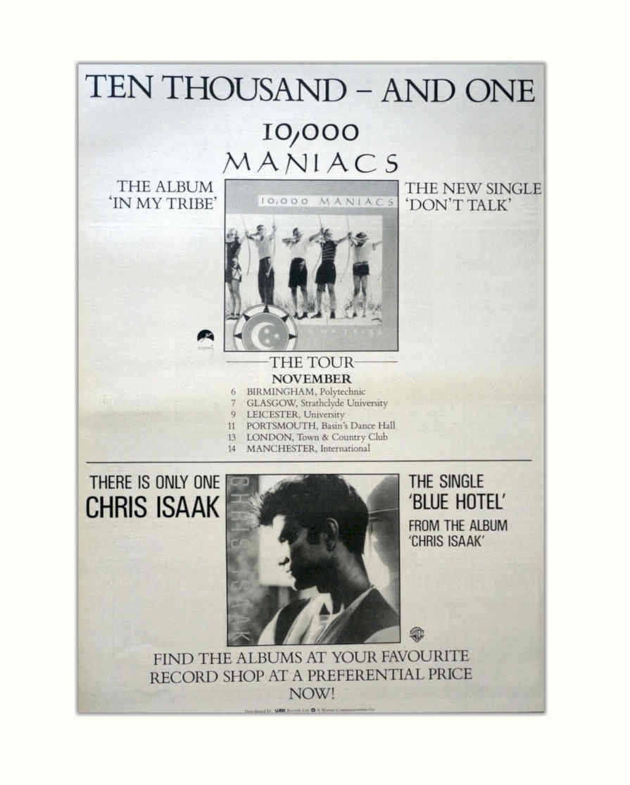 Ten Thousand Maniacs 1 Vintage Retro Advert Poster A4 Photo Print