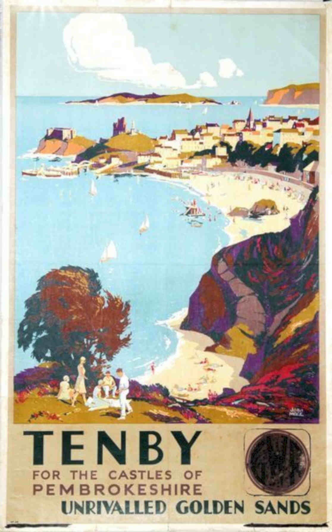 Tenby Coast Sand Vintage Retro Advert Poster A4 Photo Print