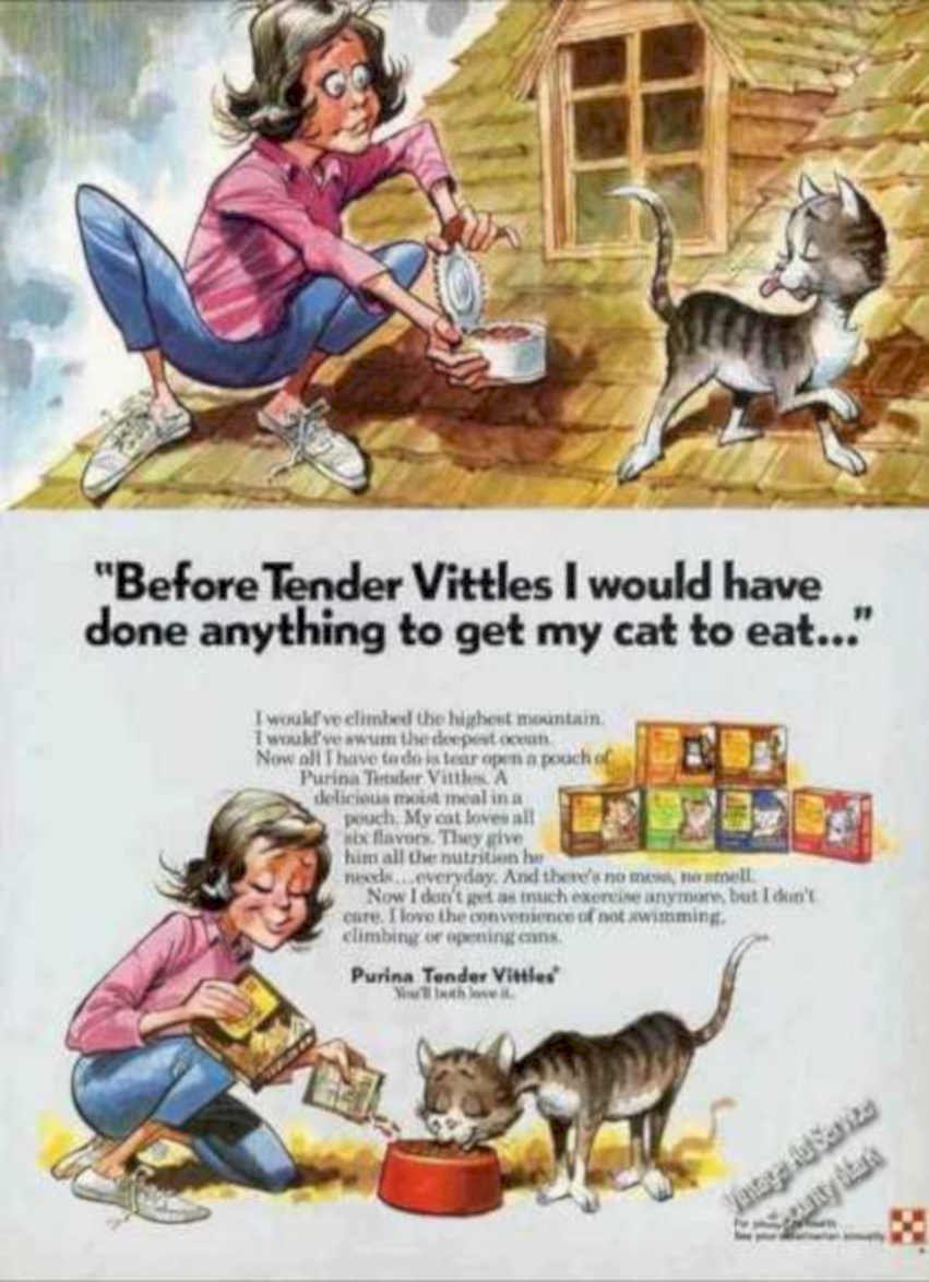 Tender Vittles Cat Vintage Retro Advert Ads A4 Photo Print