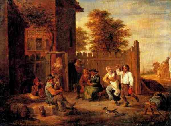 Teniers David Peasants Merrymaking Outside An Inn A4 Photo Print