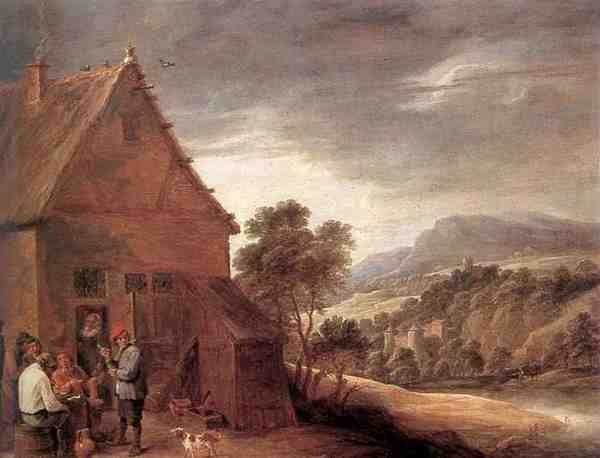 Teniers David The Younger Before The Inn A4 Photo Print