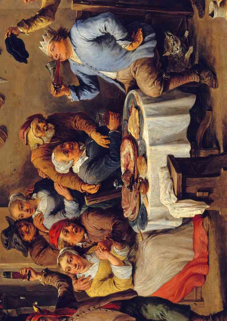 Teniers David The Younger Twelfth Night The King Drinks cropped 2 2021 A4 Photo Print