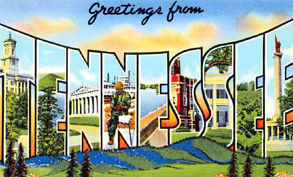 Tennessee Luggage Label Vintage A4 Photo Print