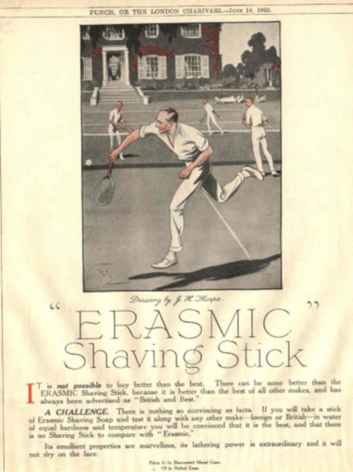 Tennis Court Erasmic 1930s Vintage Retro Advert Poster