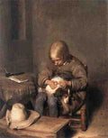 Terborch Gerard Boy Riding His Dog Of Fleas 5 A4 Photo Print