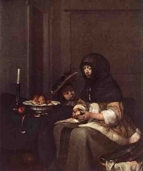 Terborch Gerard Woman Peeling Apple 5 A4 Photo Print