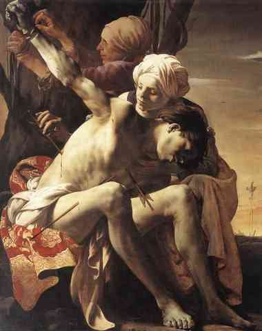 Terbrugghen Hendrick St Sebastian Tended By Irene And Her Maid A4 Photo Print