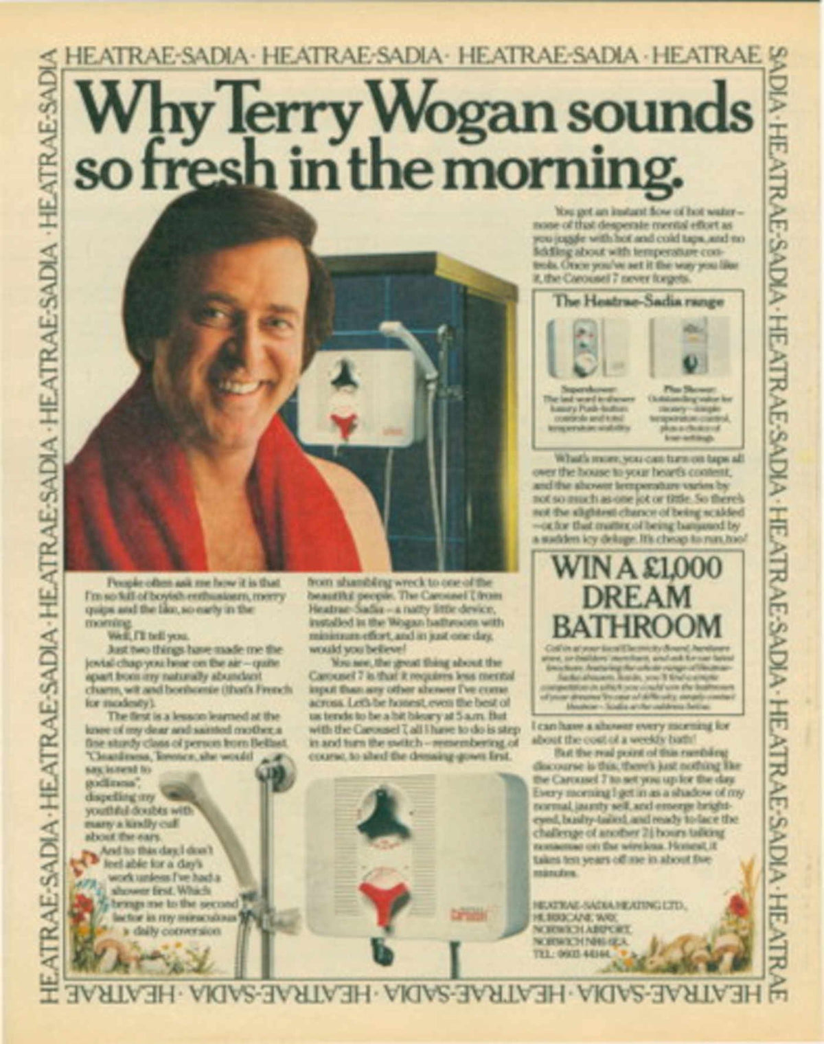 Terry Wogan Bathroom 1980s Vintage Retro Advert