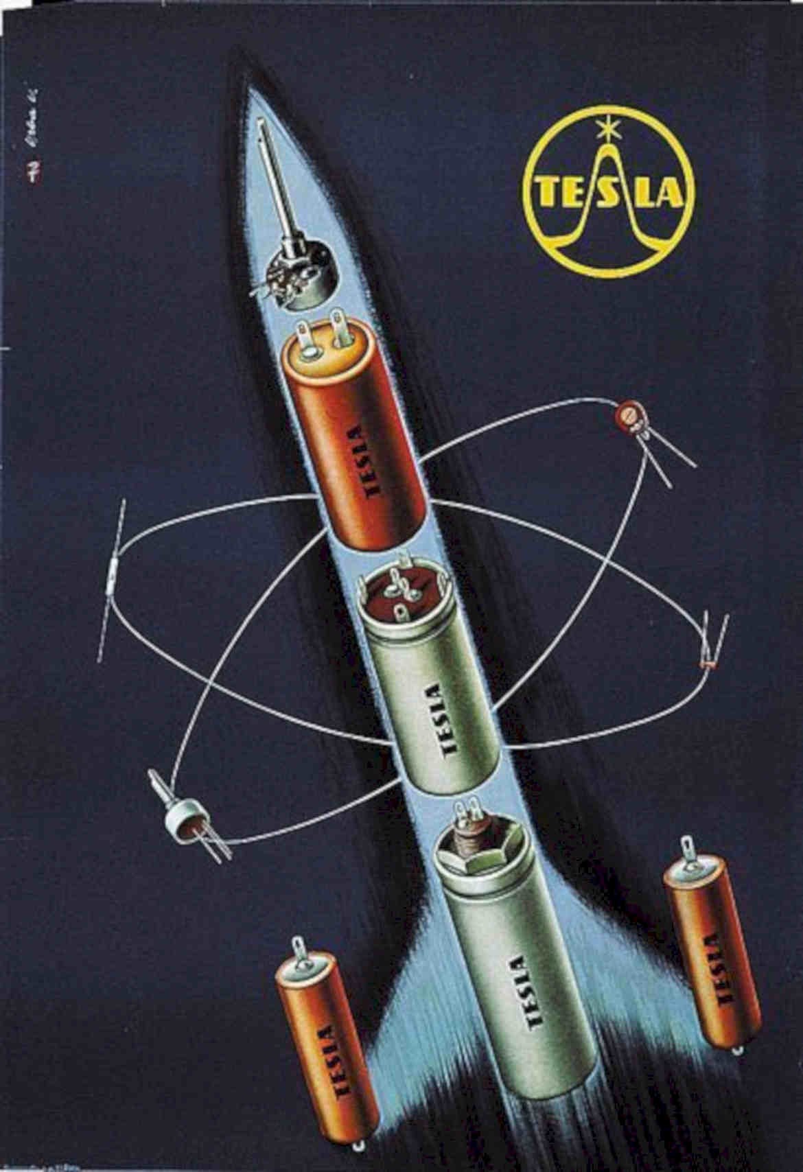 Tesla Rocket Launch Vintage Retro Advert Poster A4 Photo Print