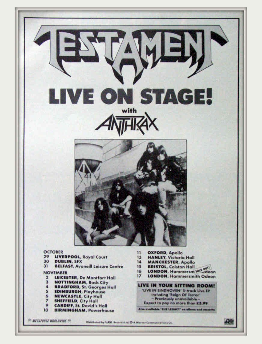Testament Anthrax Live Vintage Retro Advert Poster A4 Photo Print