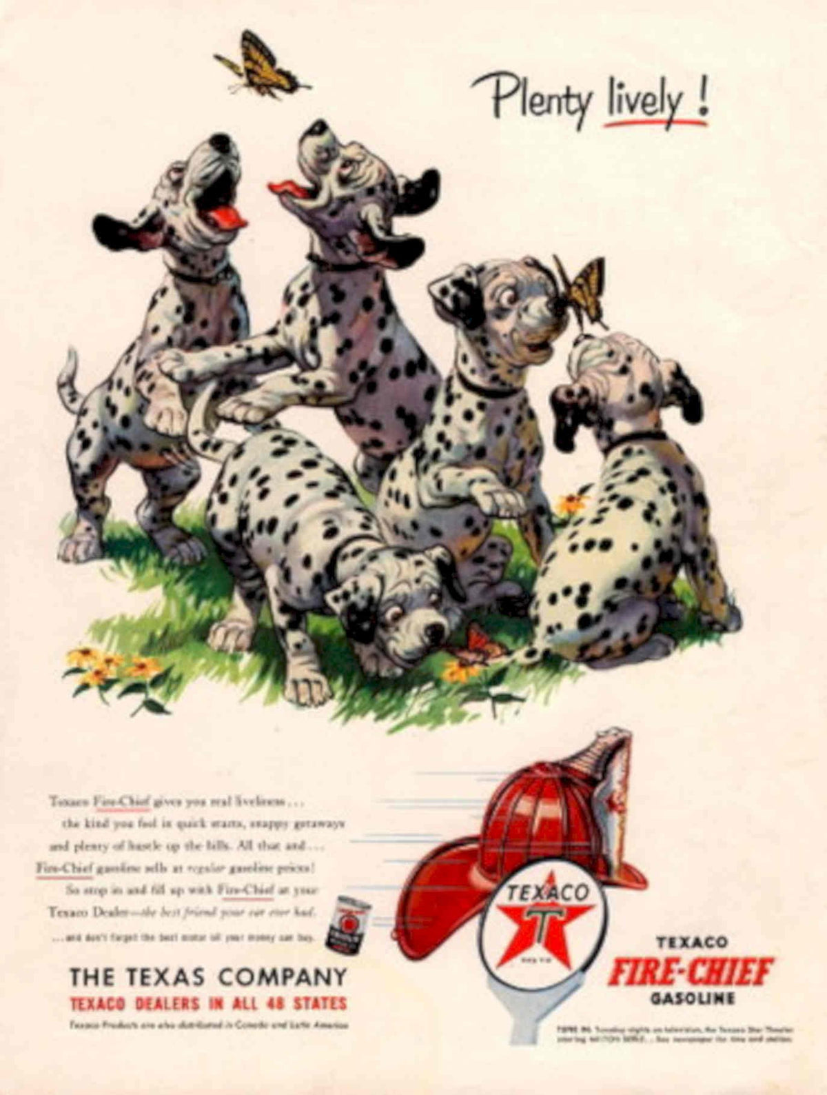 Texaco Dalmatians Firechief 1950s Vintage Retro Advert Poster