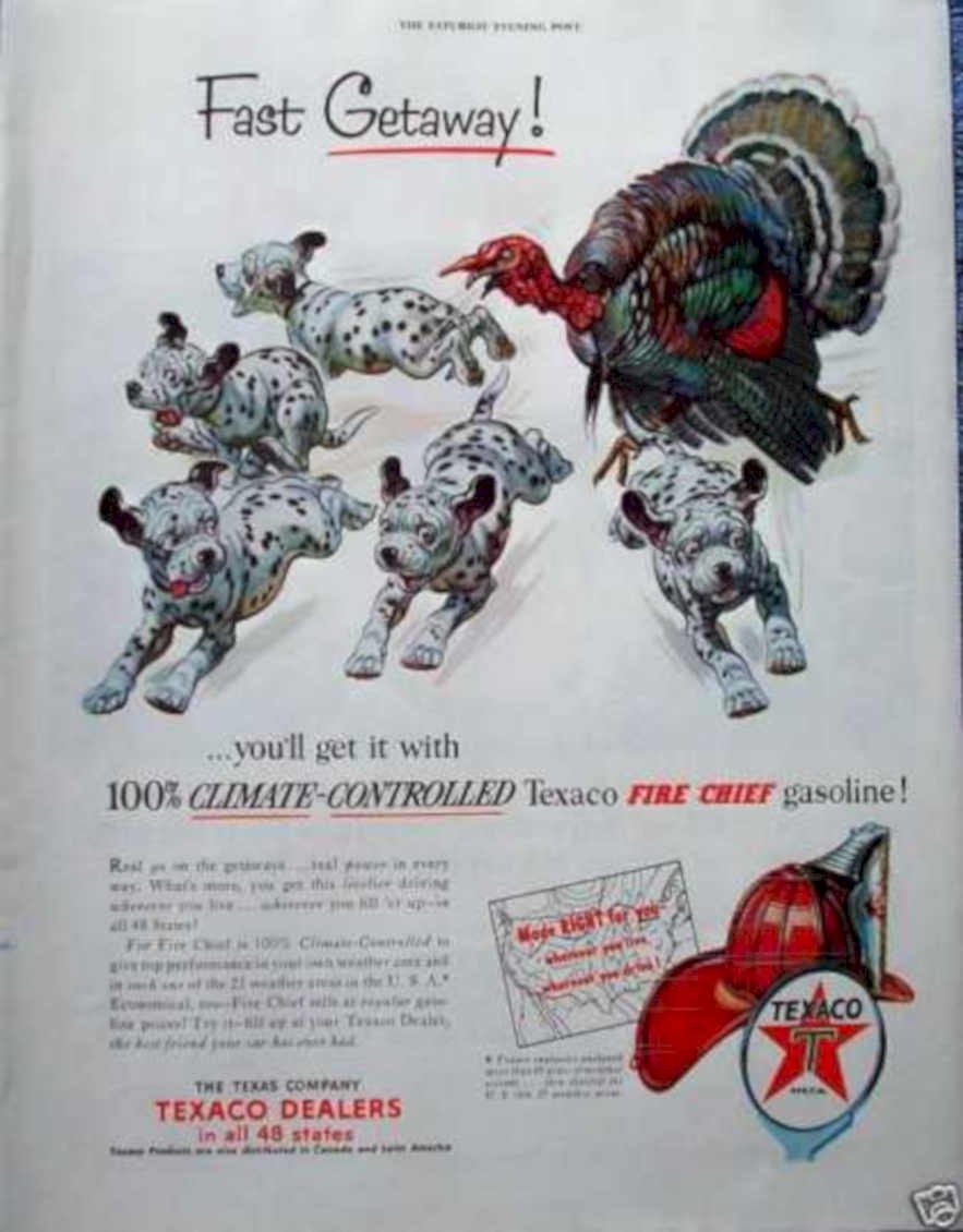 Texaco Dalmatians Firechief Vintage Retro Advert Ads A4 Photo Print