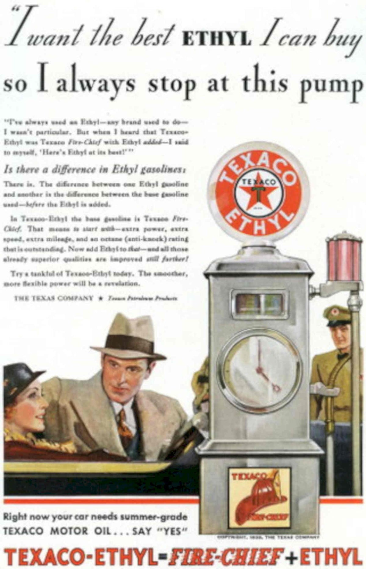 Texaco Ethyl Pump 1 1930s Vintage Retro Advert Poster