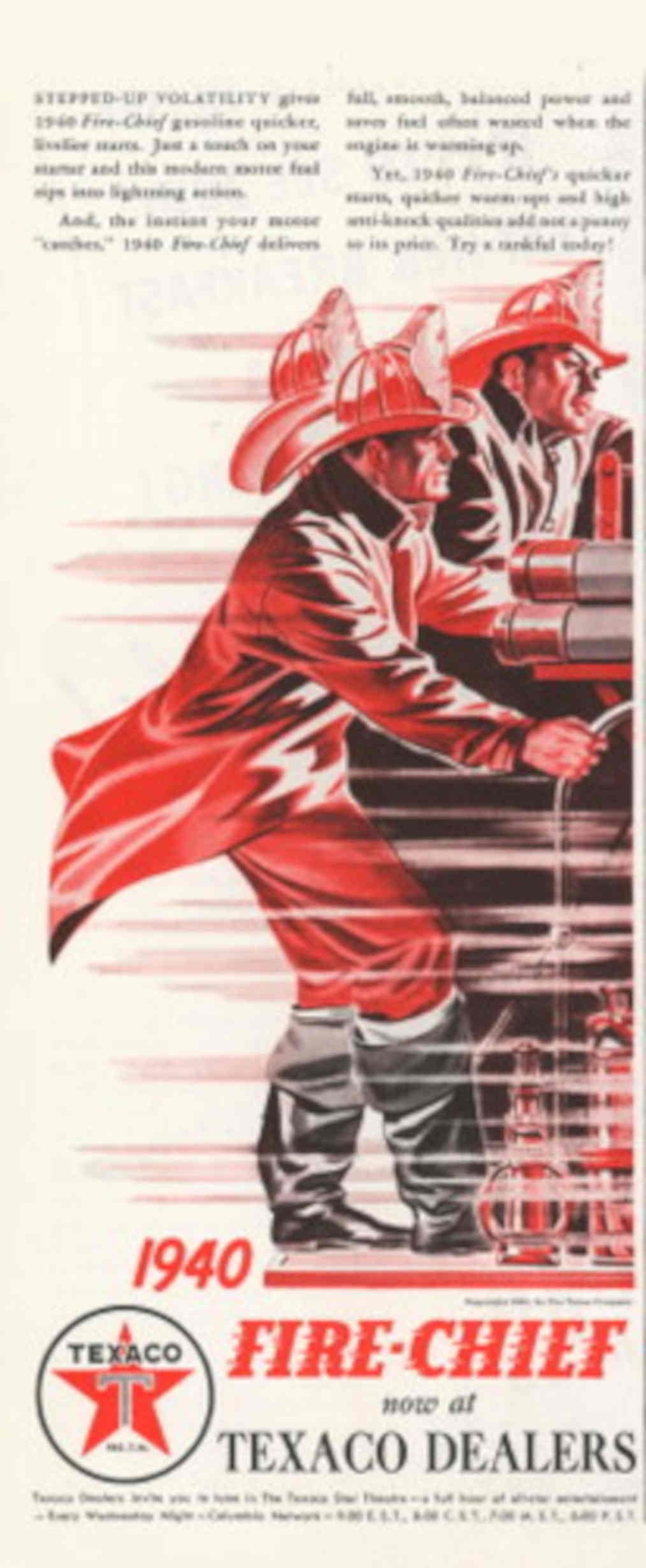 Texaco Fire Chief 1940s Vintage Retro Advert Poster