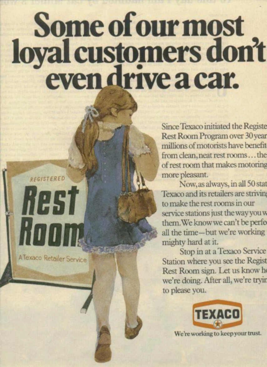 Texaco Restroom Boy 2 Vintage Retro Advert Ads A4 Photo Print
