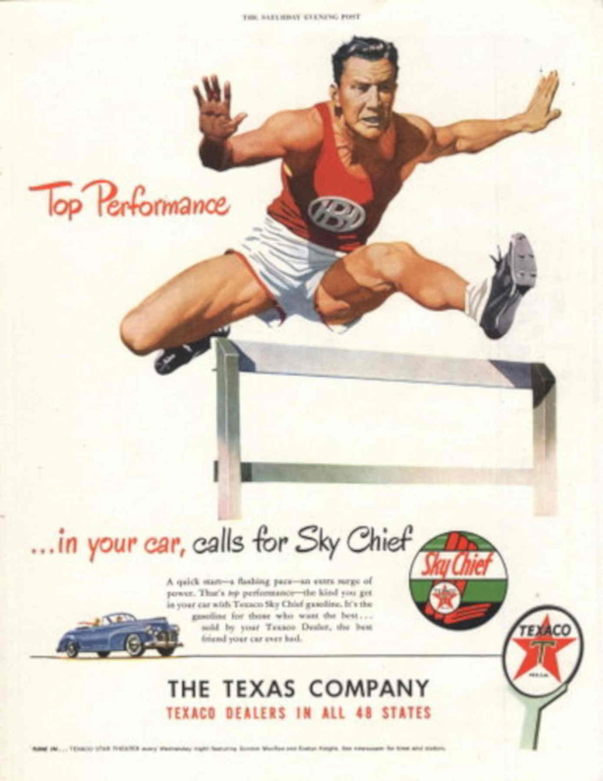 Texaco Sky Chief 1 1950s Vintage Retro Advert Poster
