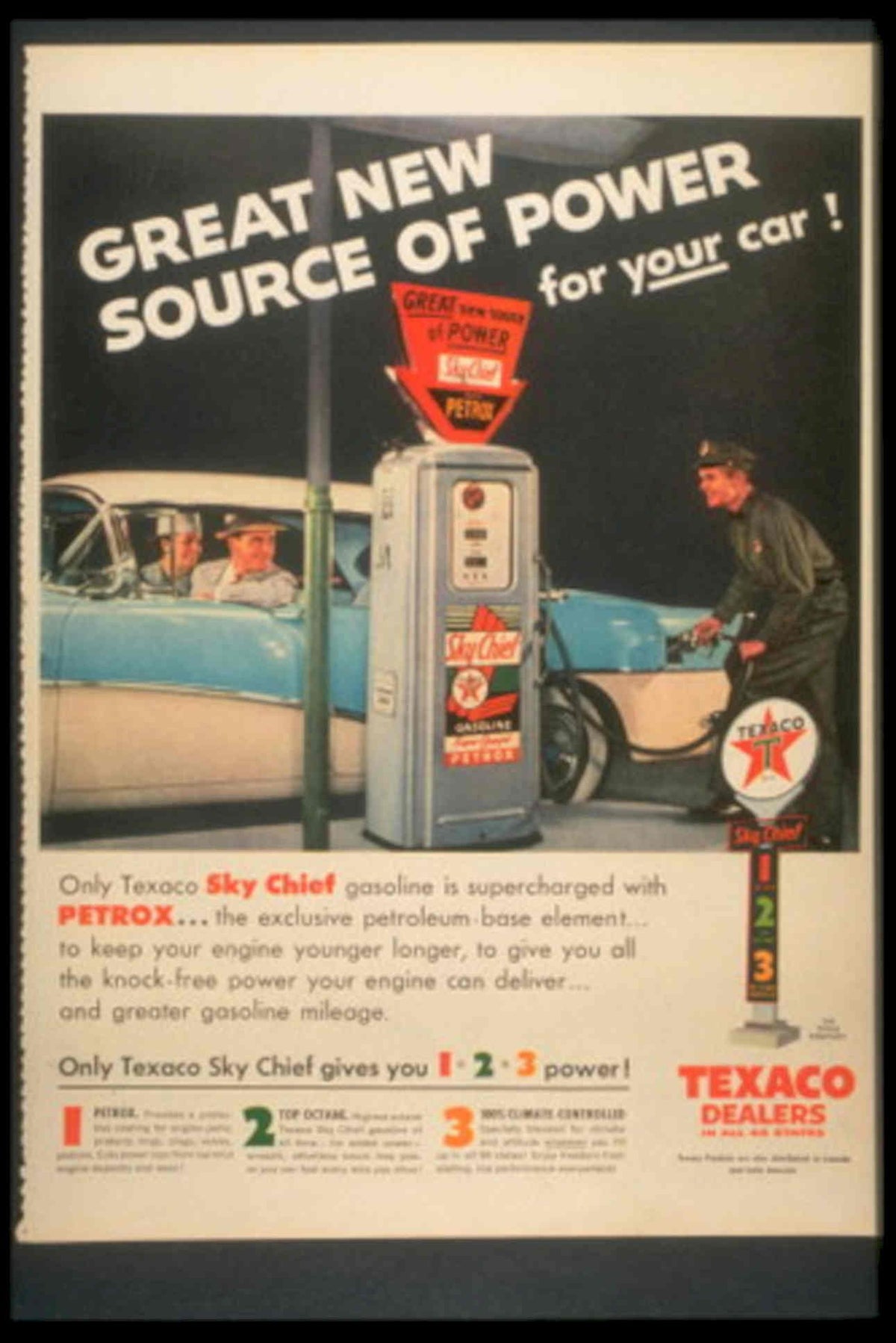 Texaco Sky Chief 3 1950s Vintage Retro Advert Poster