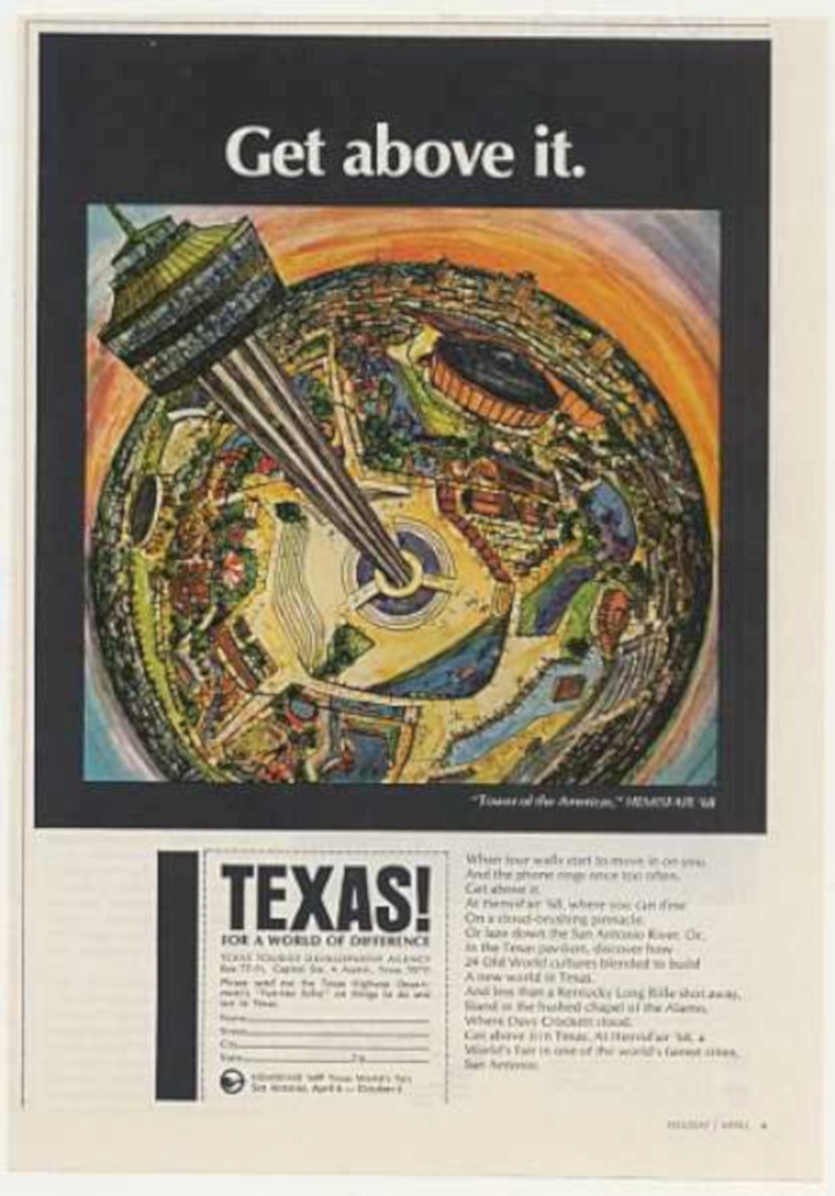 Texas Dallas Skyline Vintage Retro Advert Ads A4 Photo Print