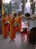 Thailand Monks Offerings Temple A4 Photo Print