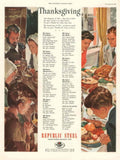 Thanksgiving Dinner 1959 1950s Vintage Retro Advert Poster