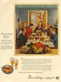 Thanksgiving Dinner Beer 2 1940s Vintage Retro Advert Poster