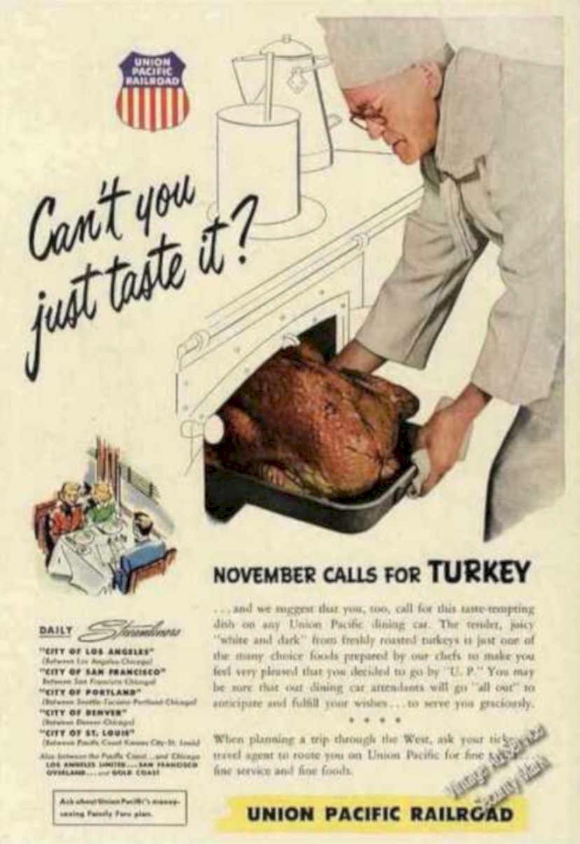 Thanksgiving Train Turkey Vintage Retro Advert Ads A4 Photo Print