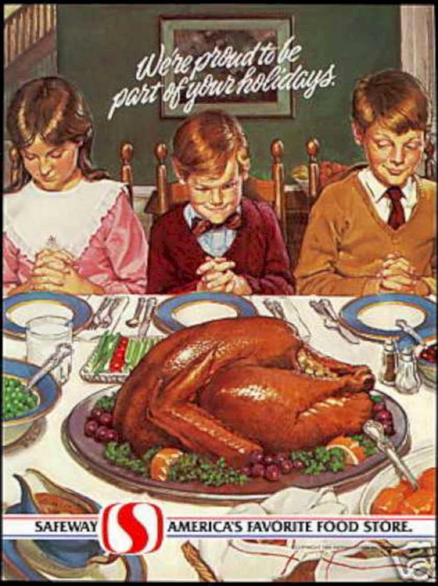 Thanksgiving Turkey Dinner Vintage Retro Advert Ads A4 Photo Print