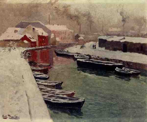 Thaulow Frits A Snowy Harbo 5 A4 Photo Print