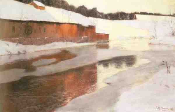 Thaulow Fritz A Factory Building Near An Icy River In Winter 5 A4 Photo Print