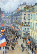 The 14th July, Rue Daunou by Hassam Impressionism American A4 Photo Print